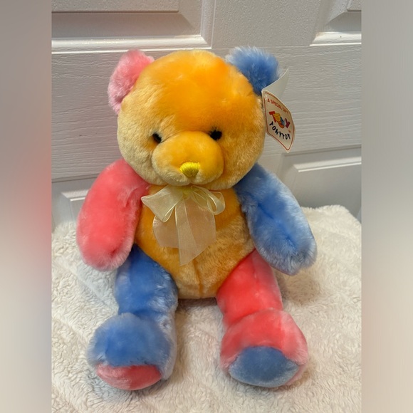Tony Toy Color Block Teddy Bear Plush Ultra Soft Very Bright. - Picture 2 of 7